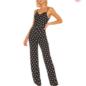 Revolve Lovers and Friends Quincy Jumpsuit in Black Dot, Size XXS